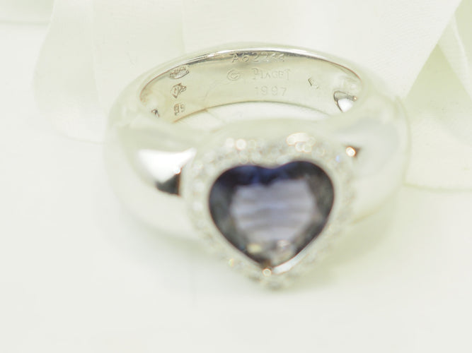 Bague 56 Poiray - Bague Cœur en or blanc, tanzanite et diamants 58 Facettes 33744