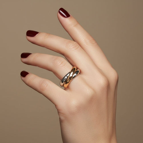 Bague 55 Cartier Trinity - Bague en or jaune, rose et blanc 18 carats et diamants 58 Facettes 1.0001455/2