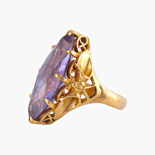 Bague 49.5 Fantasy - Bague marquise en or jaune améthyste 58 Facettes BO/220018 RIV