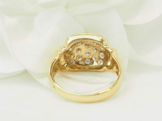 Bague 57 Bague pavée de diamants en or jaune 18 ct 58 Facettes 33673