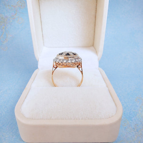 Bague 51.5 Bague vintage - Saphirs Troïdia et diamants en or rose et or blanc 18K 58 Facettes 1780