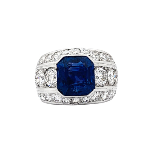Bague 54 Bague platine, saphir et diamants. 58 Facettes 35525