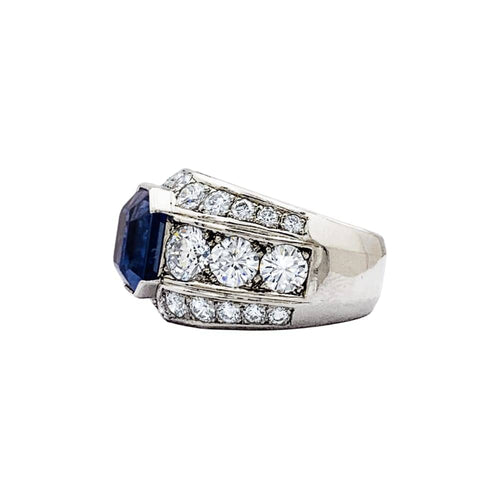 Bague 54 Bague platine, saphir et diamants. 58 Facettes 35525