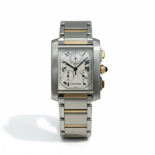 Montre Cartier Tank Française GM - Montre en or 18 carats et acier 58 Facettes 1.0000977/1