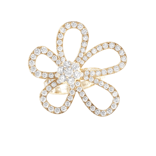 Bague 52 Van Cleef & Arpels Flowerlace - Bague en or rose et diamants 58 Facettes OC-61E00528