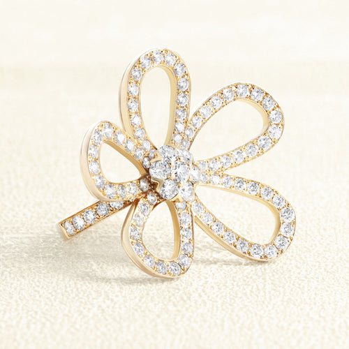 Bague 52 Van Cleef & Arpels Flowerlace - Bague en or rose et diamants 58 Facettes OC-61E00528