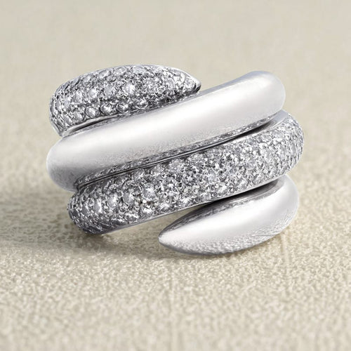 Bague 49 Bague Chaumet Double spirale Or blanc et Diamants 58 Facettes 61E00475