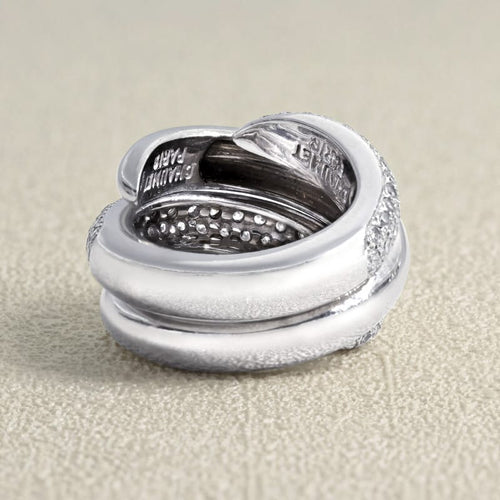 Bague 49 Bague Chaumet Double spirale Or blanc et Diamants 58 Facettes 61E00475
