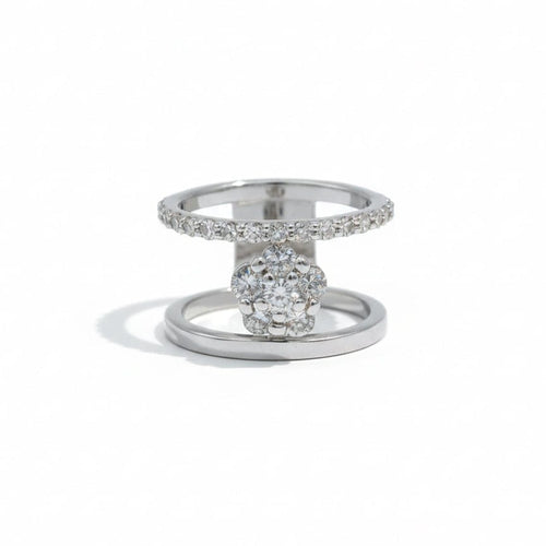 Bague 52 Bague en or blanc 18 carats sertie de diamants 58 Facettes 1.0000898/1