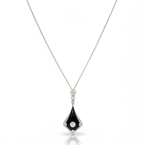 Collier Art déco - Collier pendentif en or blanc 18 carats et platine, diamants 58 Facettes 1.0001446/1