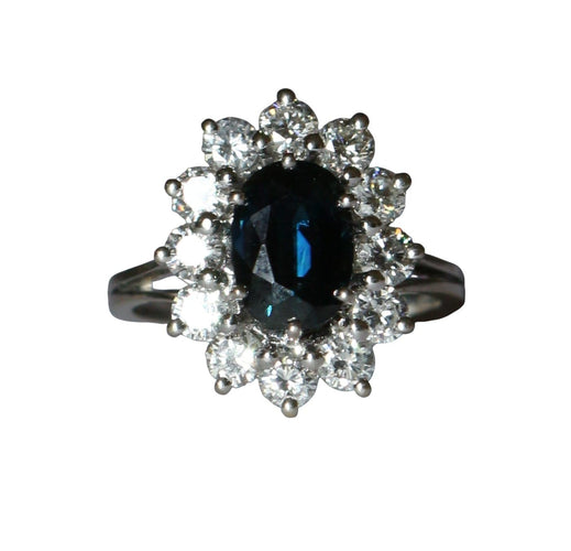 Bague 56.5 Bague marguerite saphir et diamants en or blanc 58 Facettes 611
