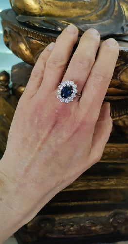Bague 56.5 Bague marguerite saphir et diamants en or blanc 58 Facettes 611