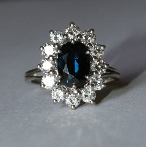 Bague 56.5 Bague marguerite saphir et diamants en or blanc 58 Facettes 611