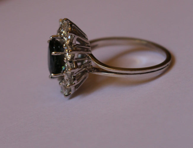 Bague 56.5 Bague marguerite saphir et diamants en or blanc 58 Facettes 611