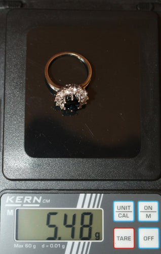 Bague 56.5 Bague marguerite saphir et diamants en or blanc 58 Facettes 611