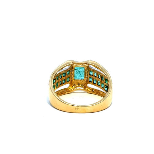 Bague 59 Green Splendor - Bague en or jaune 18k avec émeraudes colombiennes et diamants 58 Facettes 50448