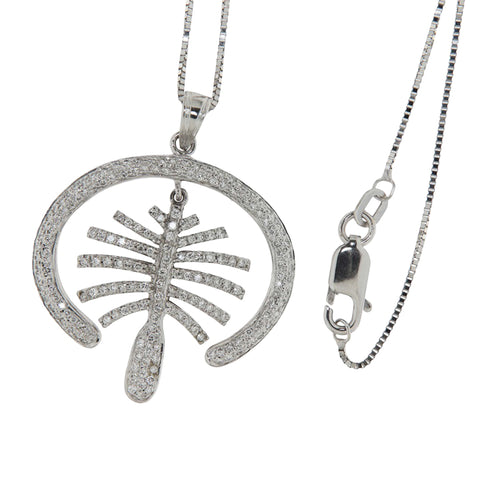 Collier Collier ras-de-cou - Pendentif Palm Islands Dubai en or blanc et diamants 58 Facettes G3927