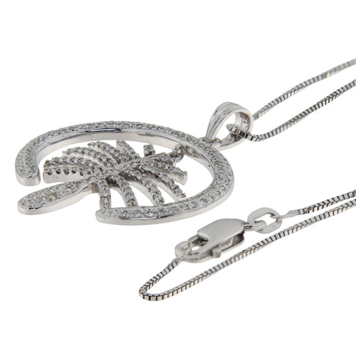 Collier Collier ras-de-cou - Pendentif Palm Islands Dubai en or blanc et diamants 58 Facettes G3927