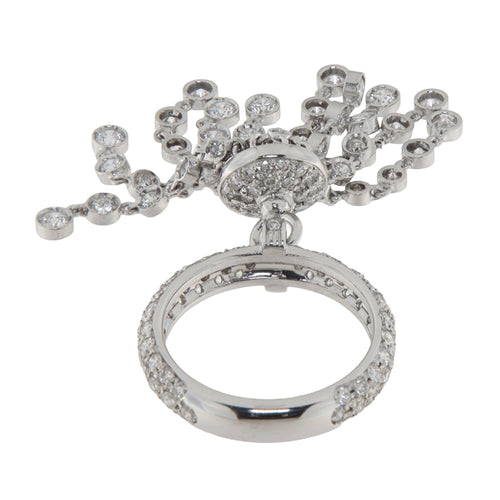 Pendentif Bague - Pendentif en or blanc 18 ct et diamants 58 Facettes G3925