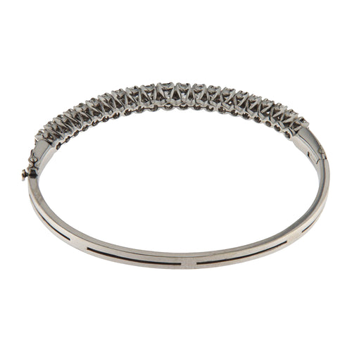 Bracelet Bracciale rigide - Bracelet en or blanc 18 ct avec diamants 2,79 ct 58 Facettes G3922
