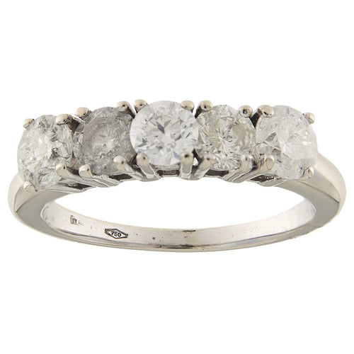 Bague 56 Bague alliance vintage - Or blanc 18 ct et cinq diamants 2,10 ct 58 Facettes G3921