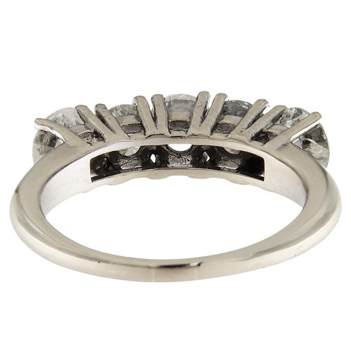 Bague 56 Bague alliance vintage - Or blanc 18 ct et cinq diamants 2,10 ct 58 Facettes G3921