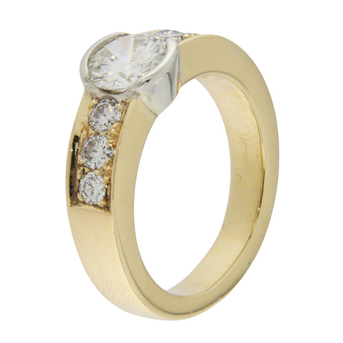 Bague 56 Bague vintage - Diamants en or jaune et blanc 18 ct 58 Facettes G3920