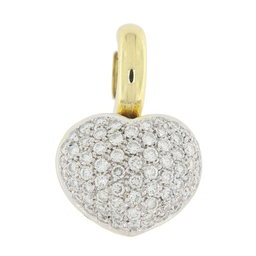 Pendentif Pendentif cœur vintage en or jaune et blanc 18 ct pavé de diamants 58 Facettes G3912