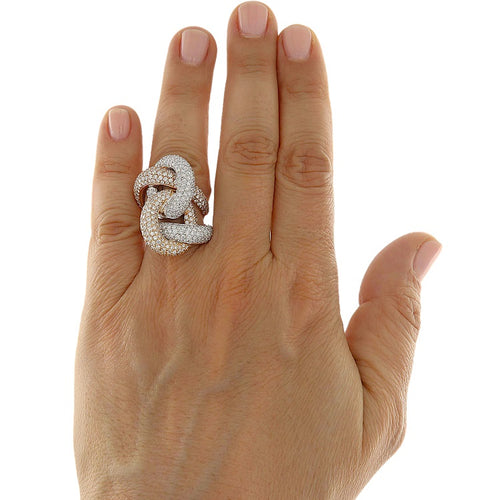 Bague 54 Bague à nœuds en or rose et or blanc 18 ct pavée de diamants 58 Facettes G3909