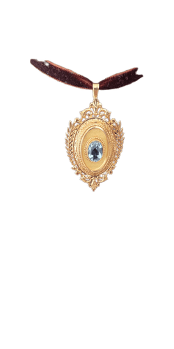 Pendentif Napoléon III - Pendentif broche en or jaune 18 ct et aigue-marine 58 Facettes Pendentif 18