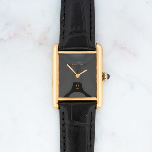 Montre Cartier Tank Must - Montre à cadran noir LM 58 Facettes 374