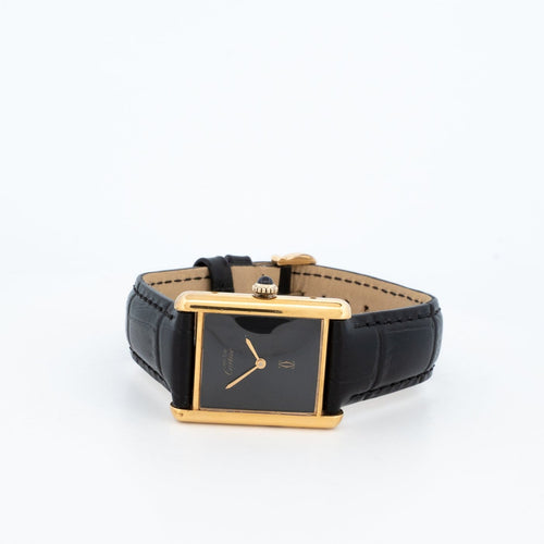 Montre Cartier Tank Must - Montre à cadran noir LM 58 Facettes 374