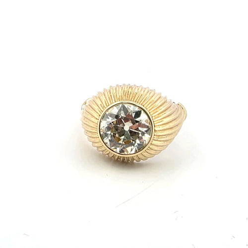 Bague 52 Bague années 1970 - Diamant taille old mine en or jaune 18 ct 58 Facettes 294/26 G