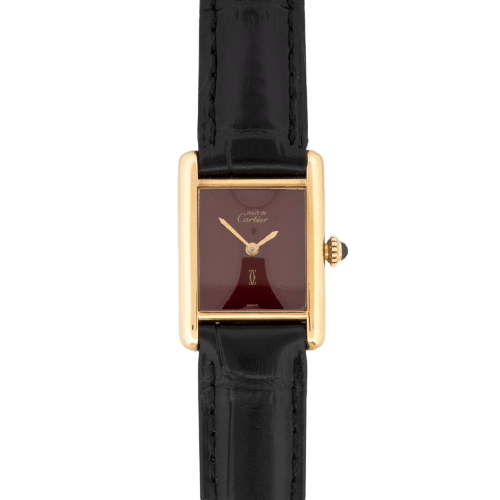 Montre Cartier Tank Must - Montre SM cadran bordeaux en vermeil 58 Facettes 507