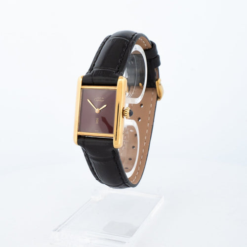 Montre Cartier Tank Must - Montre SM cadran bordeaux en vermeil 58 Facettes 507