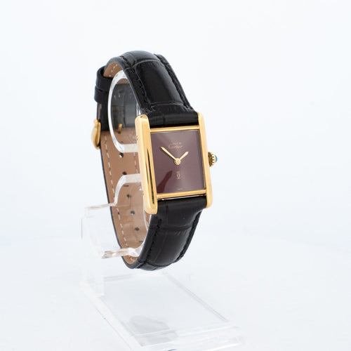 Montre Cartier Tank Must - Montre SM cadran bordeaux en vermeil 58 Facettes 507