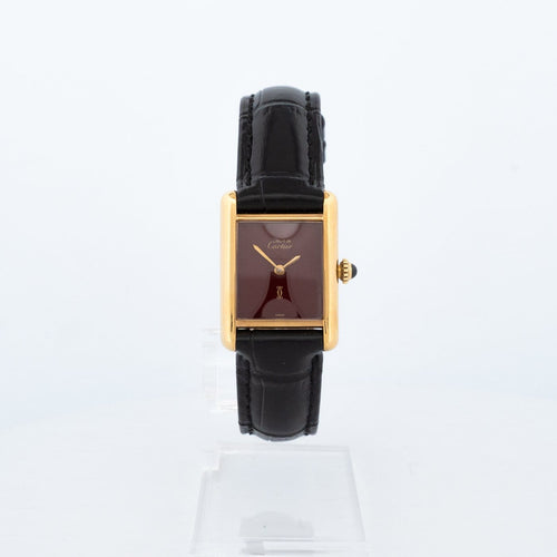 Montre Cartier Tank Must - Montre SM cadran bordeaux en vermeil 58 Facettes 507