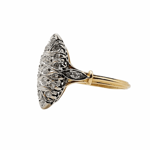 Bague 61 Bague marquise en or jaune et or gris 18K et diamants 58 Facettes Bague marquise en or et diamants