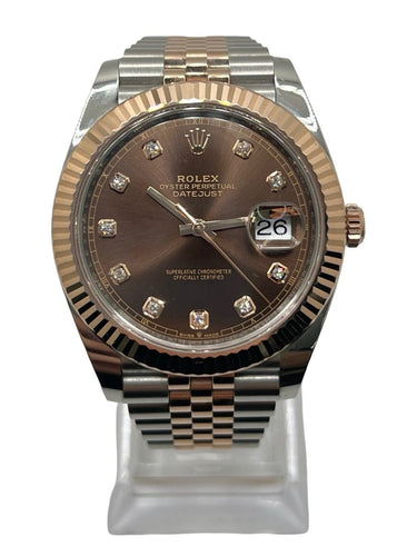 Montre Rolex Datejust 41 - Montre en or rose et acier avec diamants 58 Facettes 1865