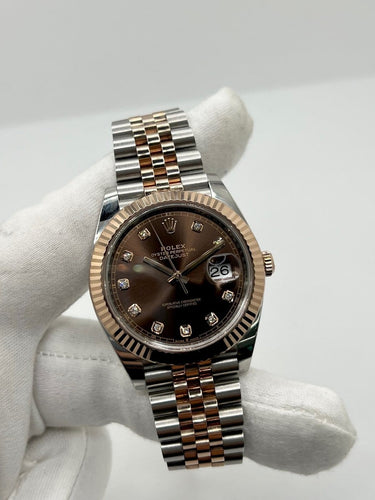 Montre Rolex Datejust 41 - Montre en or rose et acier avec diamants 58 Facettes 1865