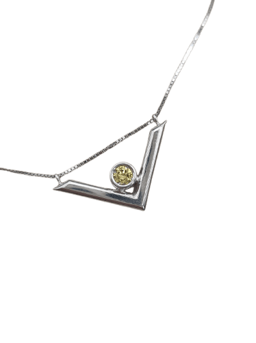 Pendentif Pendentif en or blanc 18 ct avec diamant jaune fantaisie 58 Facettes CV-042
