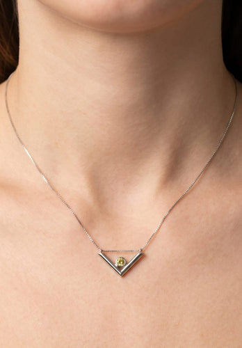 Pendentif Pendentif en or blanc 18 ct avec diamant jaune fantaisie 58 Facettes CV-042