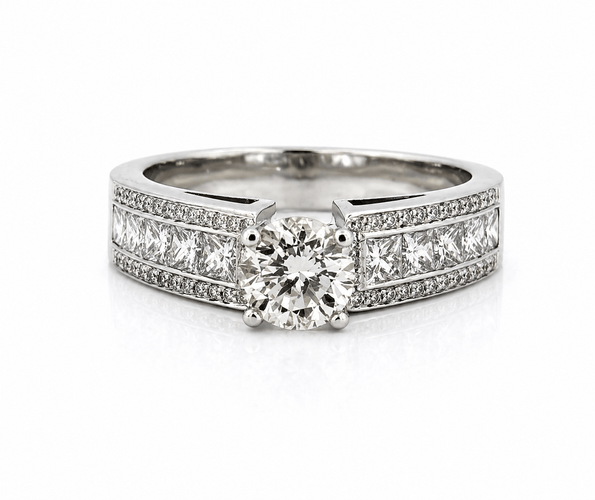 Bague 56 Solitaire - Bague en or blanc 18 carats et diamants naturels 58 Facettes 90291-ac11996