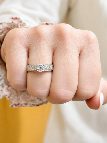 Bague 56 Solitaire - Bague en or blanc 18 carats et diamants naturels 58 Facettes 90291-ac11996
