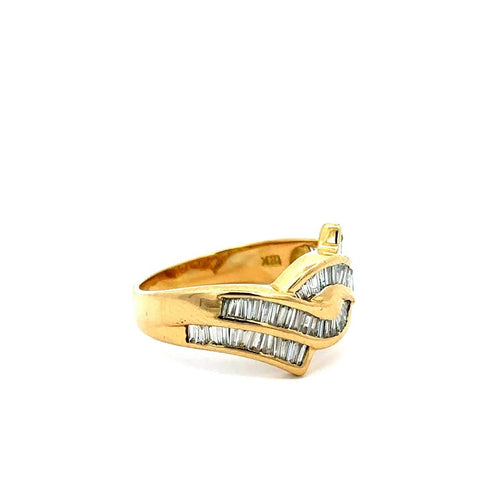 Bague 56 Eternal Waves - Bague en or blanc 750 et diamants taille baguette 58 Facettes 50453