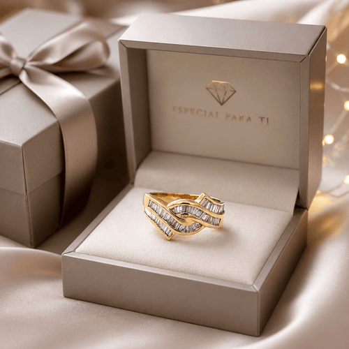 Bague 56 Eternal Waves - Bague en or blanc 750 et diamants taille baguette 58 Facettes 50453
