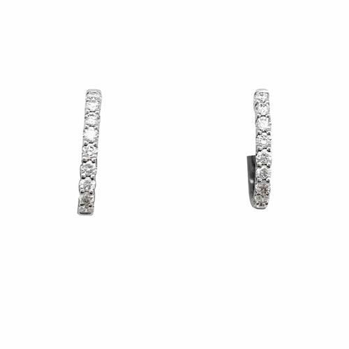 Boucles d'oreilles Paire de petites créoles en or blanc, diamants. 58 Facettes 34970