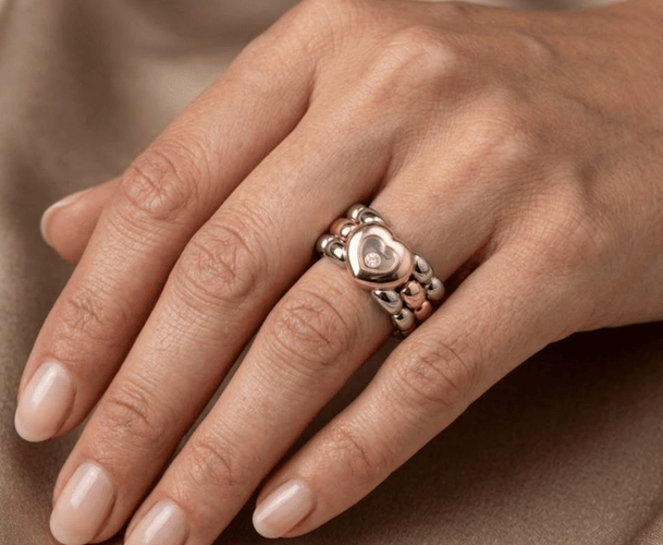 Bague 56 Chopard Happy Diamond L.U.C - Bague articulée en or 18 carats 58 Facettes 260047