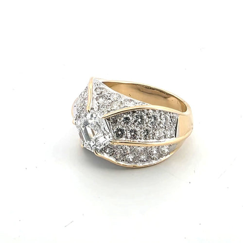 Bague 52 Bague rétro - Diamants en or jaune 18 ct 58 Facettes 294/26 D