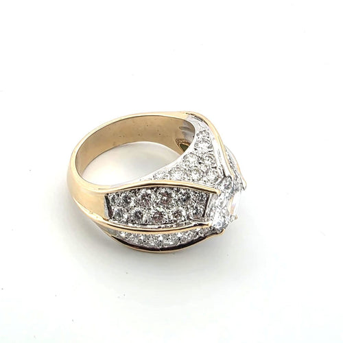 Bague 52 Bague rétro - Diamants en or jaune 18 ct 58 Facettes 294/26 D